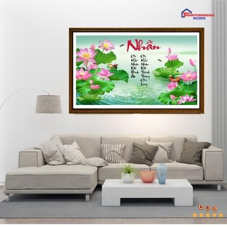 Tranh đính đá DD9210 (90cm x 55cm), tranh thêu chữ thập chữ nhẫn LV3373 (75cm x 47cm)