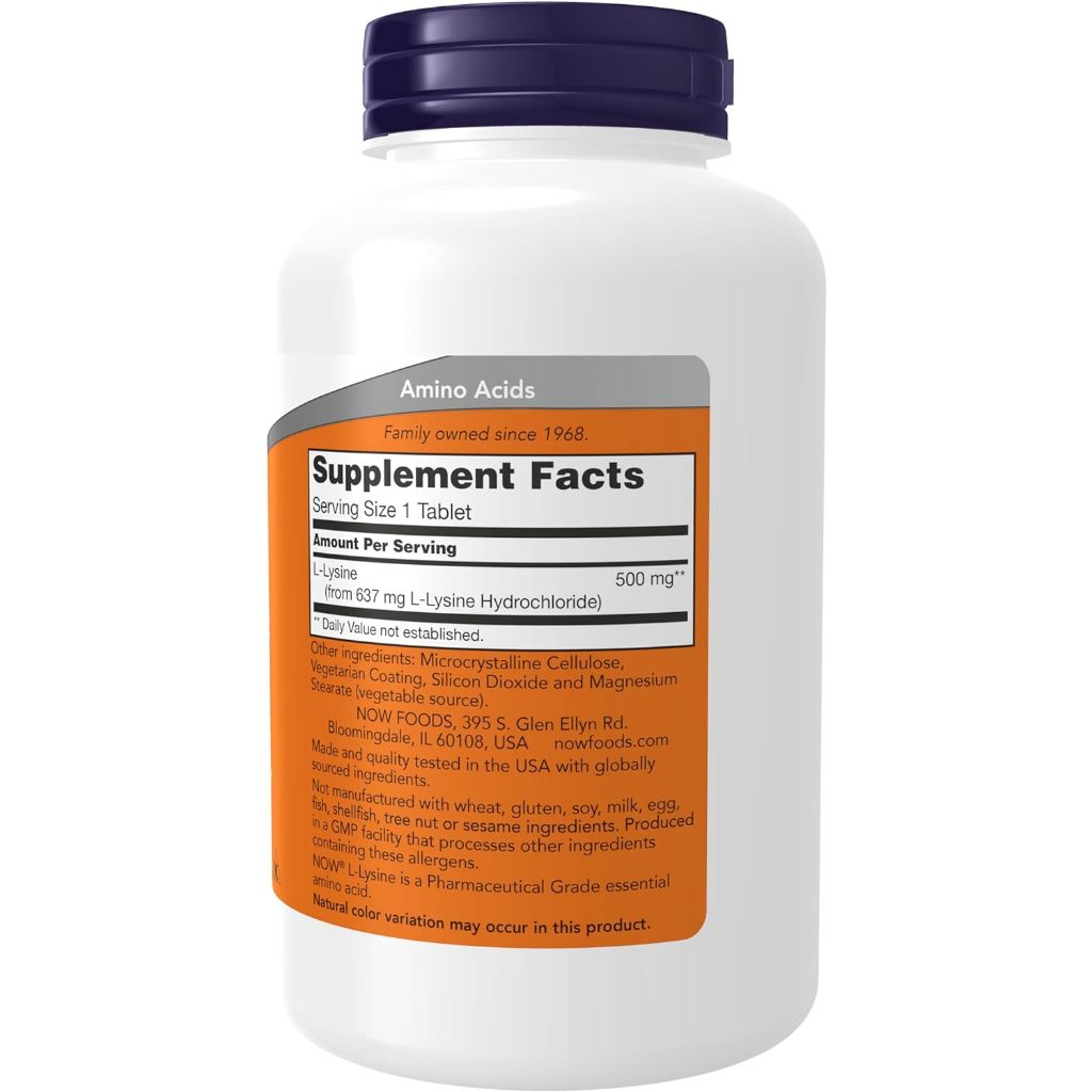 Now L- Lysine 500mg (100 - 250 viên) - Viên uống hỗ trợ tăng sinh collagen giúp giảm mụn, hỗ trợ xương khớp
