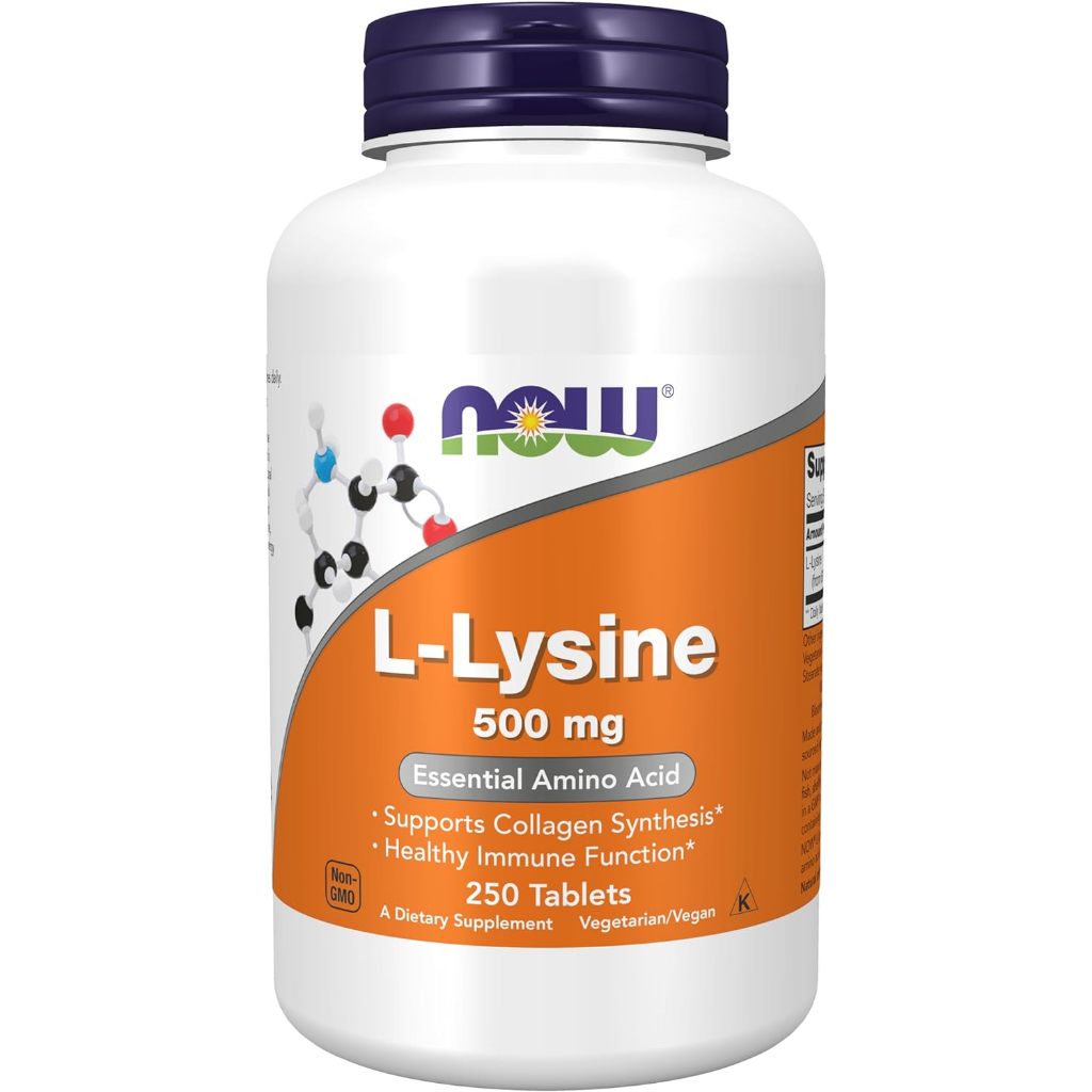 Now L- Lysine 500mg (100 - 250 viên) - Viên uống hỗ trợ tăng sinh collagen giúp giảm mụn, hỗ trợ xương khớp