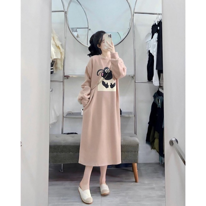 Đầm suông dài , váy suông bầu thu đông chất nỉ