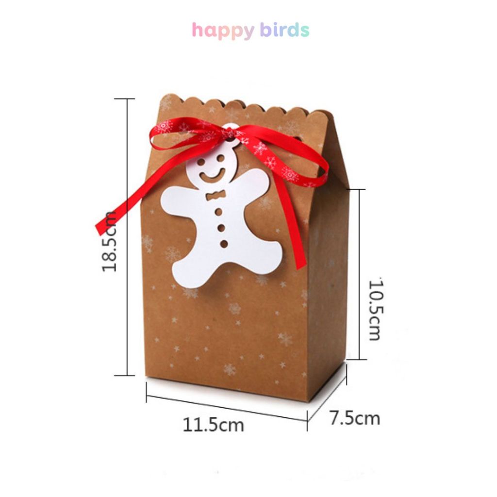 Hộp đựng quà dạng túi bìa giấy kraft hộp quà tặng chúc mừng sinh nhật giáng sinh hộp quà tặng vintage HappyBirds