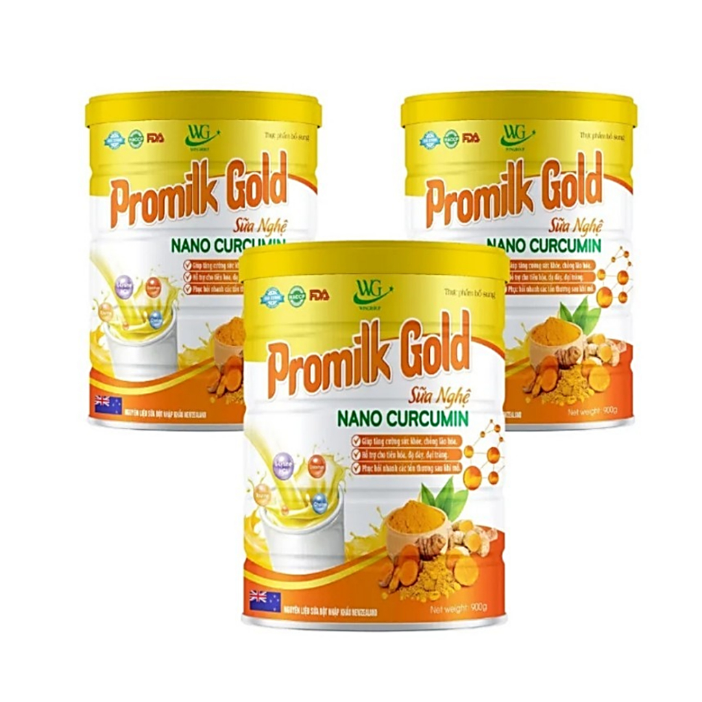 Hộp 900g Sữa Promilk Gold Sữa Nghệ Nano Curcumin Hỗ Trợ Tiêu Hóa, Dạ Dày, Đại Tràng, Giúp Tăng Cường Sức Khỏe, Làm Đẹp
