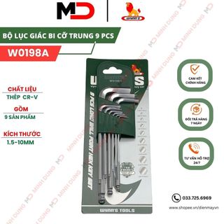 Bộ lục giác bi cỡ trung 9 pcs chất liệu thép CR-V6150, độ bền cao, chống gỉ sét, dùng để tháo vặn bu lông WYNN'S W0198A