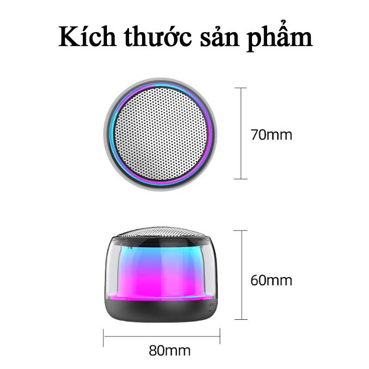 Loa Bluetooth Bass Mạnh S9 Đèn Led RGB Siêu Hot - Loa Mini Nhỏ Gọn Âm Thanh 9D, Hỗ Trợ Thẻ Nhớ, USB, Jack 3.5, Pin Trâu