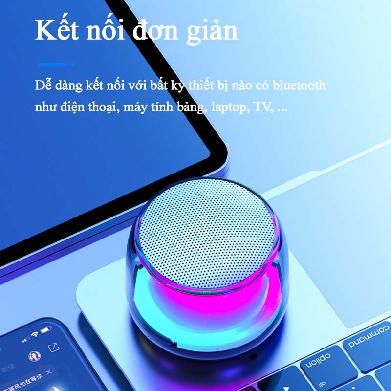 Loa Bluetooth Bass Mạnh S9 Đèn Led RGB Siêu Hot - Loa Mini Nhỏ Gọn Âm Thanh 9D, Hỗ Trợ Thẻ Nhớ, USB, Jack 3.5, Pin Trâu