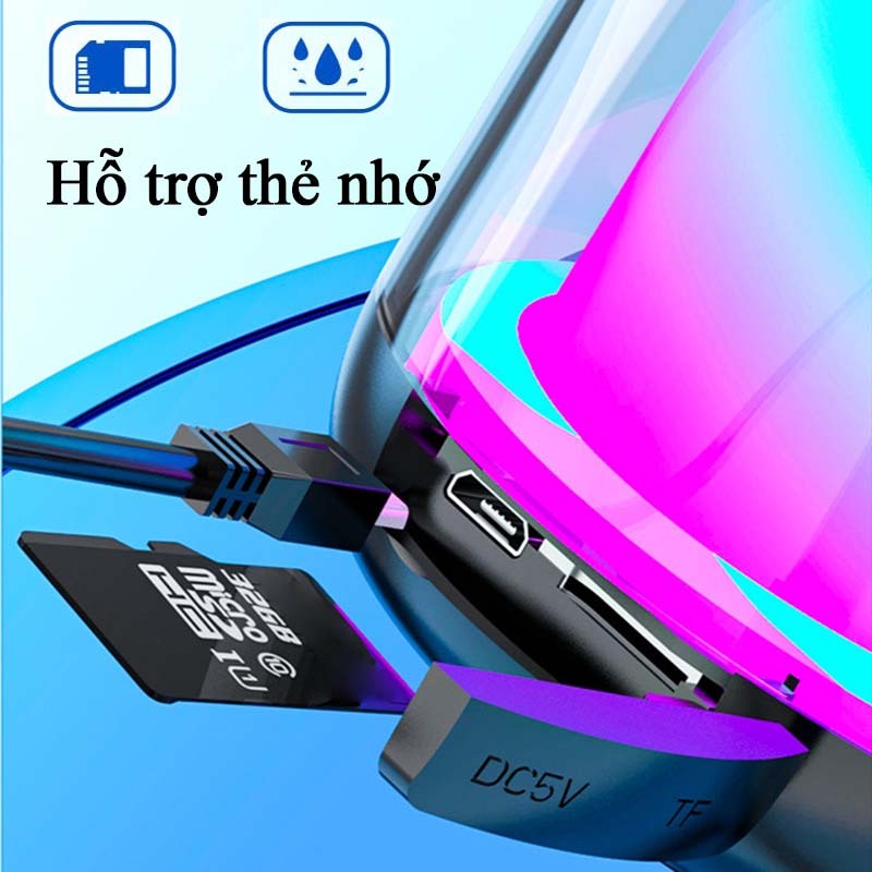 Loa Bluetooth Bass Mạnh S9 Đèn Led RGB Siêu Hot - Loa Mini Nhỏ Gọn Âm Thanh 9D, Hỗ Trợ Thẻ Nhớ, USB, Jack 3.5, Pin Trâu