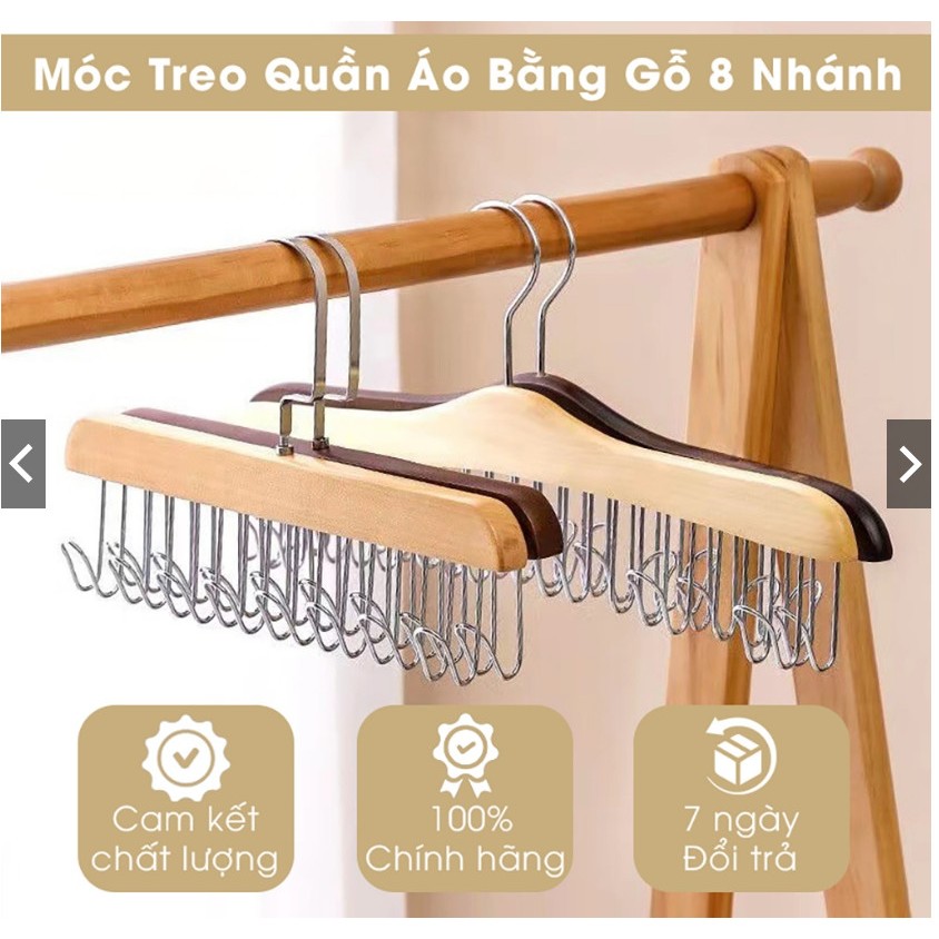 Móc Gỗ Treo Đồ Lót, Khăn, Thắt Lưng, Cà Vạt, Áo 2 Dây Đa Năng Tiện Dụng   xài mê