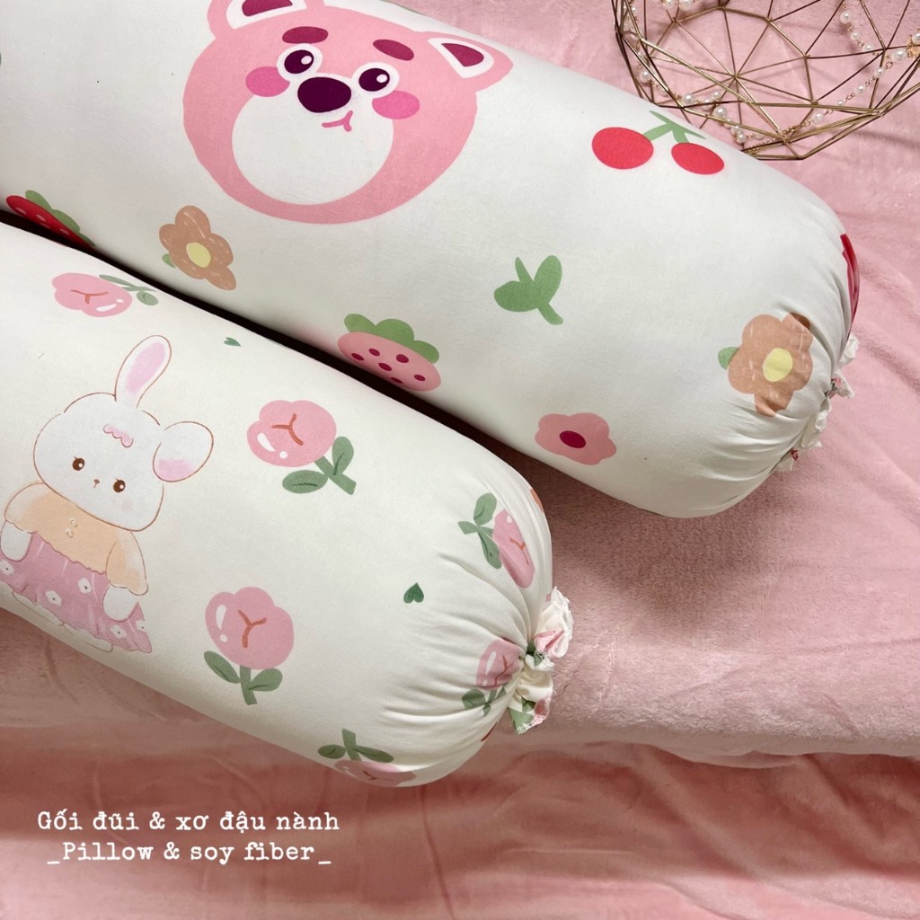 Vỏ gối ôm đũi xơ đậu nành 35x100cm có đây buộc , Vỏ gối ôm cotton đũi nhiều mẫu lựa chọn,chất liệu vải mềm mại thấm hút