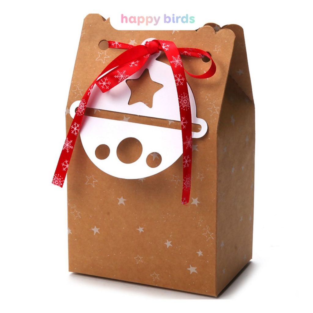 Hộp đựng quà dạng túi bìa giấy kraft hộp quà tặng chúc mừng sinh nhật giáng sinh hộp quà tặng vintage HappyBirds