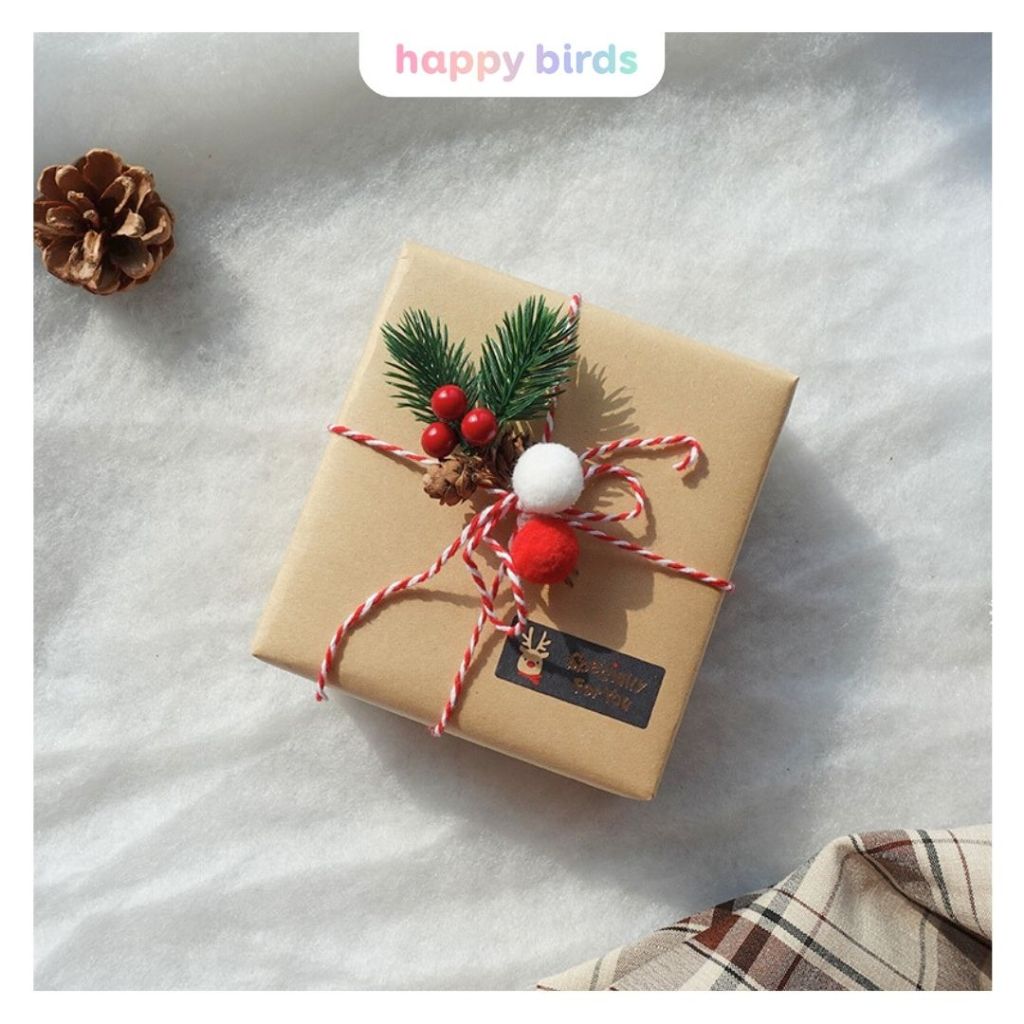 Giấy gói quà gói hoa vintage bọc quà sinh nhật giáng sinh noel tri ân màu nâu trơn cuộn 6mét giấy kraft Nhật Happy Birds