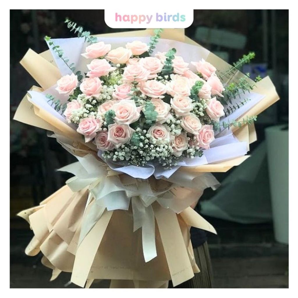 Giấy gói quà gói hoa vintage bọc quà sinh nhật giáng sinh noel tri ân màu nâu trơn cuộn 6mét giấy kraft Nhật Happy Birds