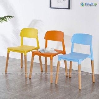 Ghế cafe, ghế ăn nhựa chân gỗ cao cấp đẹp hiện đại cho quán cafe, nhà hàng, gia đình lae3022