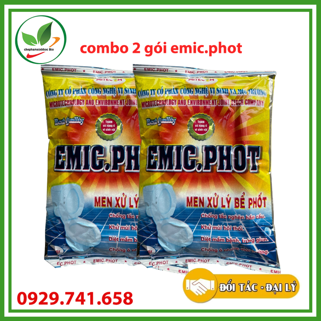 Combo 2 gói Emic phot 200gr. Men xử lý bể phốt, khử mùi hôi, thông tác cống, đường ống nước.