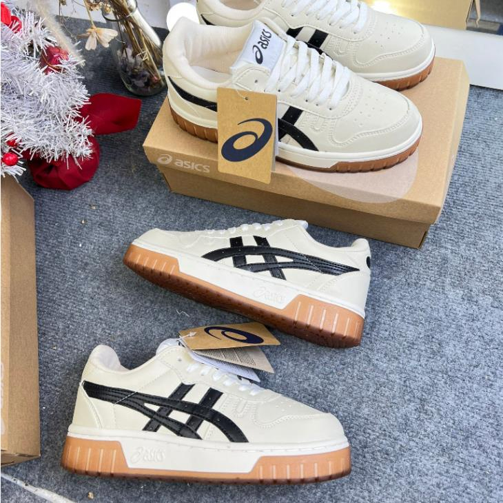 Giày thể thao Asics Court MZ đế nâu , Giày thể thao nam nữ Asics cổ thấp, Đế cao su tăng chiều cao F