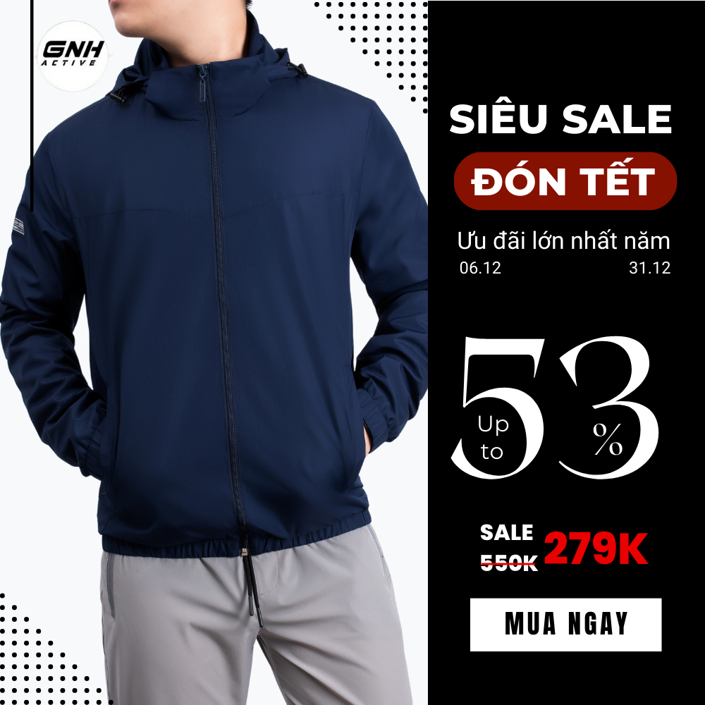 Áo Gió Nam GNH Active Áo Khoác Dù Cao Cấp Chống Nắng Chống Nước Cản Gió Giữ Ấm Tốt | GNH AKG23034