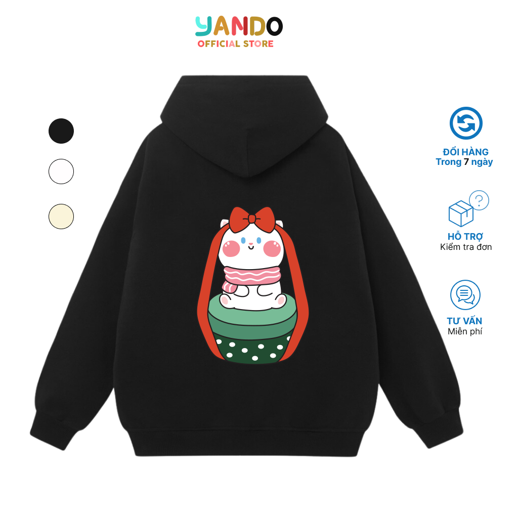 Áo Hoodie Merry Christmas Nơ Đỏ Form Rộng Unisex YANDO OUTFITS L029 Nỉ Cotton French Terry 350GSM Local Brand