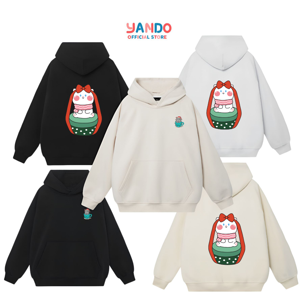 Áo Hoodie Merry Christmas Nơ Đỏ Form Rộng Unisex YANDO OUTFITS L029 Nỉ Cotton French Terry 350GSM Local Brand