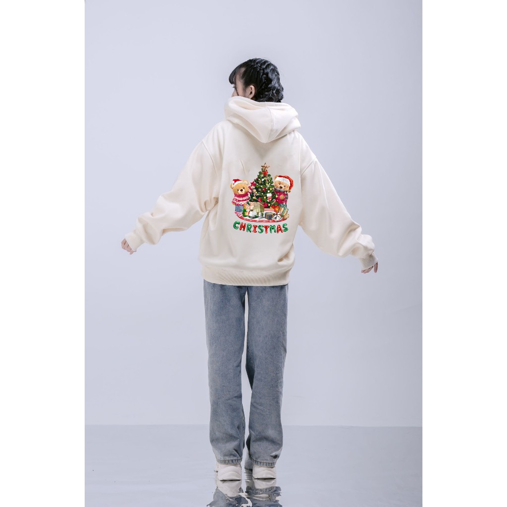 Áo Hoodie Merry Christmas Cây Thông Form Rộng Unisex YANDO OUTFITS L031 Nỉ Cotton French Terry 350GSM Local Brand