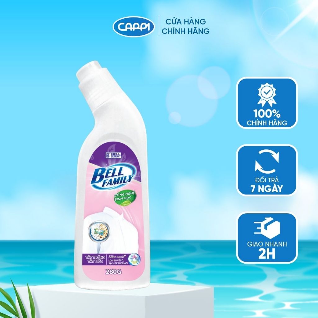 Tẩy trắng, tẩy mốc quần áo sinh học Bell Family 280ml