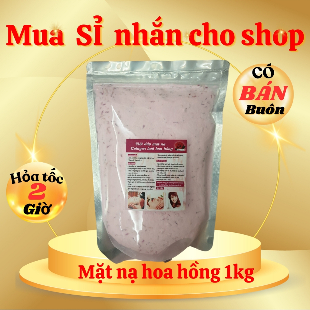 Mặt nạ hoa hồng dẻo 1Kg có cánh, mặt nạ dẻo hoa hồng chuyên dùng cho spa, thẩm mỹ viện, cá nhân hàng chính hãng