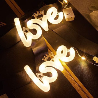 Đèn love vương miện, đèn led sẵn pin 3 chế độ nháy