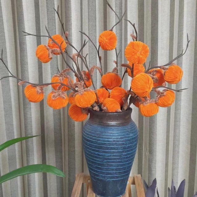 Set vật liệu làm cành quả hồng đẹp từ kẽm nhung, làm hoa kẽm nhung S0164