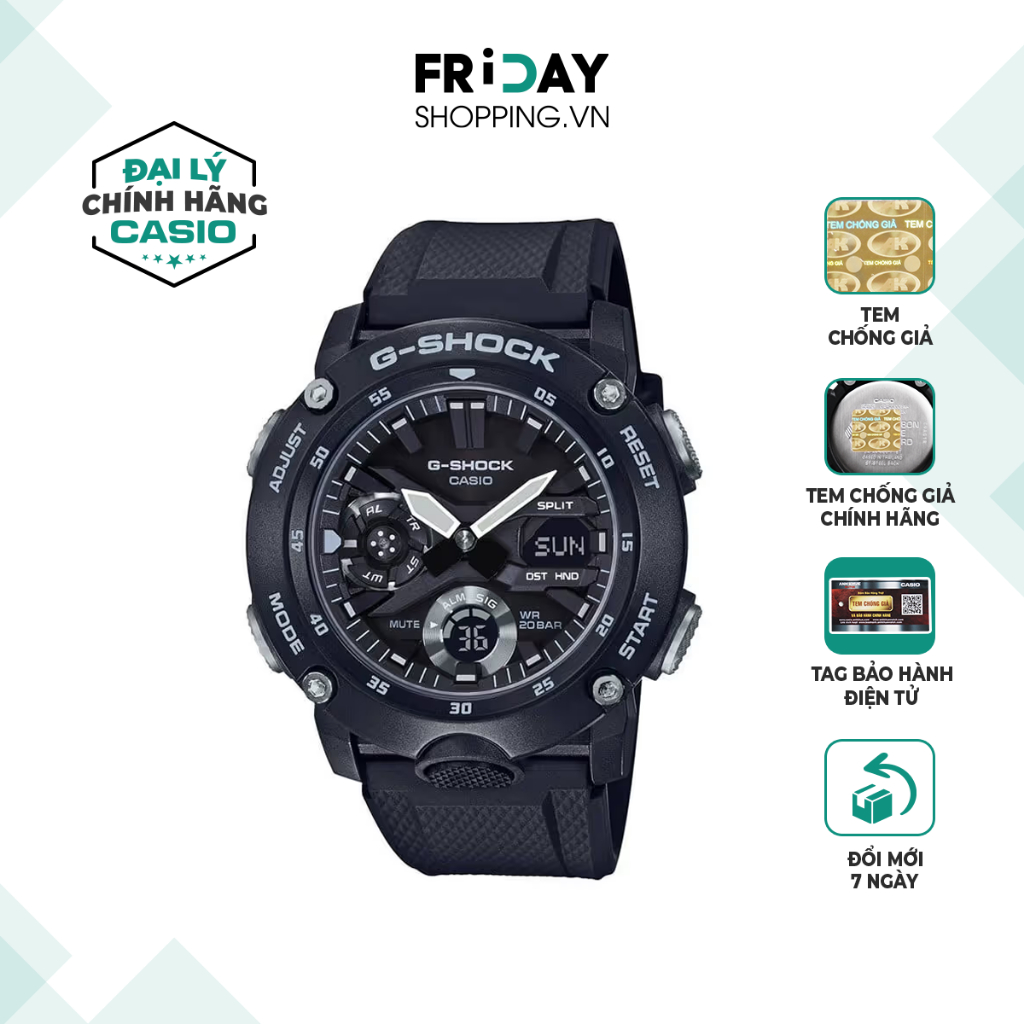 Đồng hồ Casio G-Shock nam GA-2000S-1ADR dây cao su chính hãng