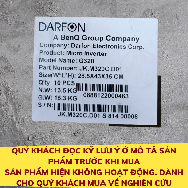 Biến tần năng lượng mặt trời Darfon Đài Loan Darfon 22-60VDC sang 220VAC 300W (Đọc kỹ lưu ý trước khi mua)