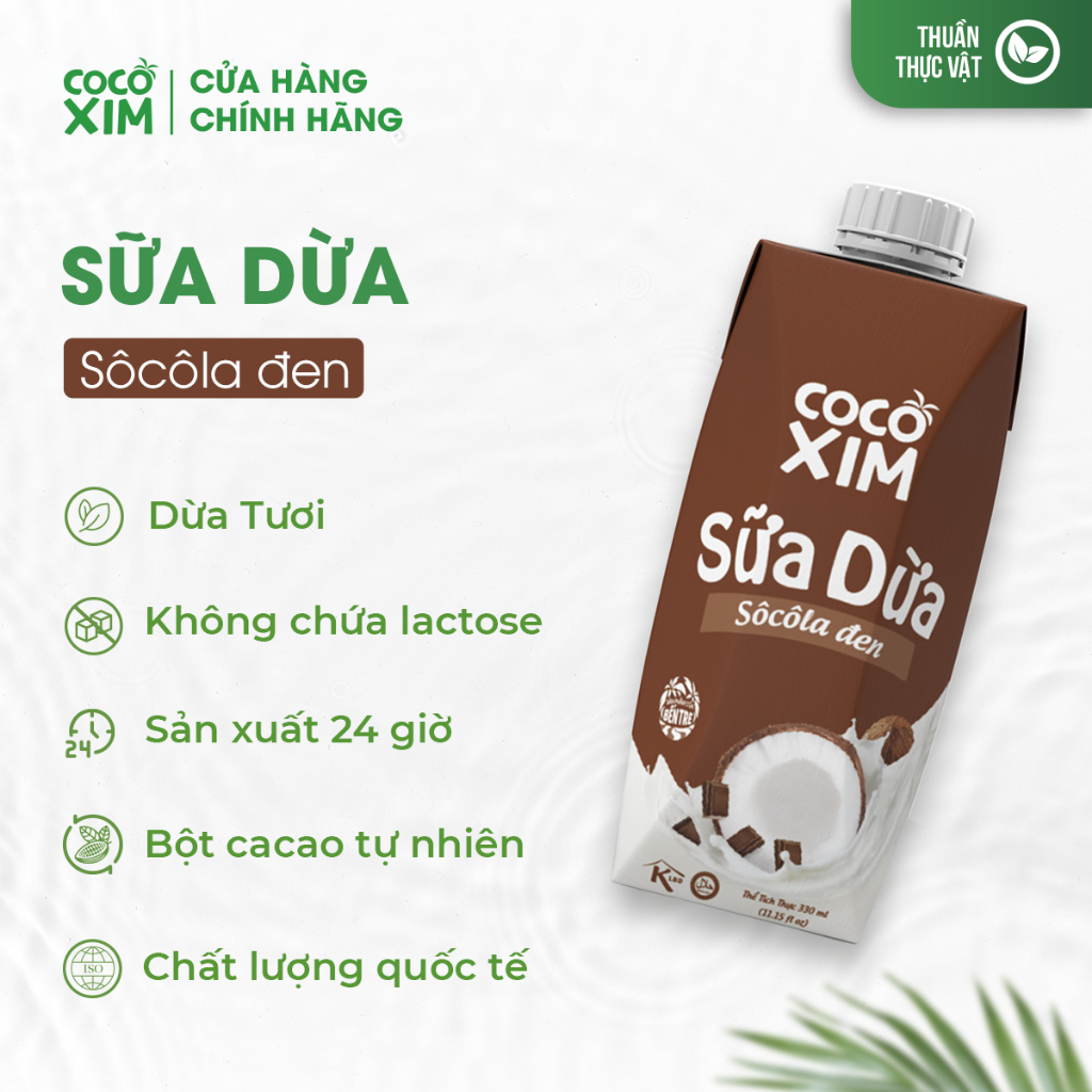 THÙNG 12 Hộp Sữa dừa đóng hộp Cocoxim Chocolate dung tích 330ml/Hộp