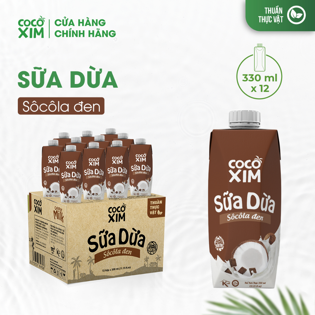 THÙNG 12 Hộp Sữa dừa đóng hộp Cocoxim Chocolate dung tích 330ml/Hộp