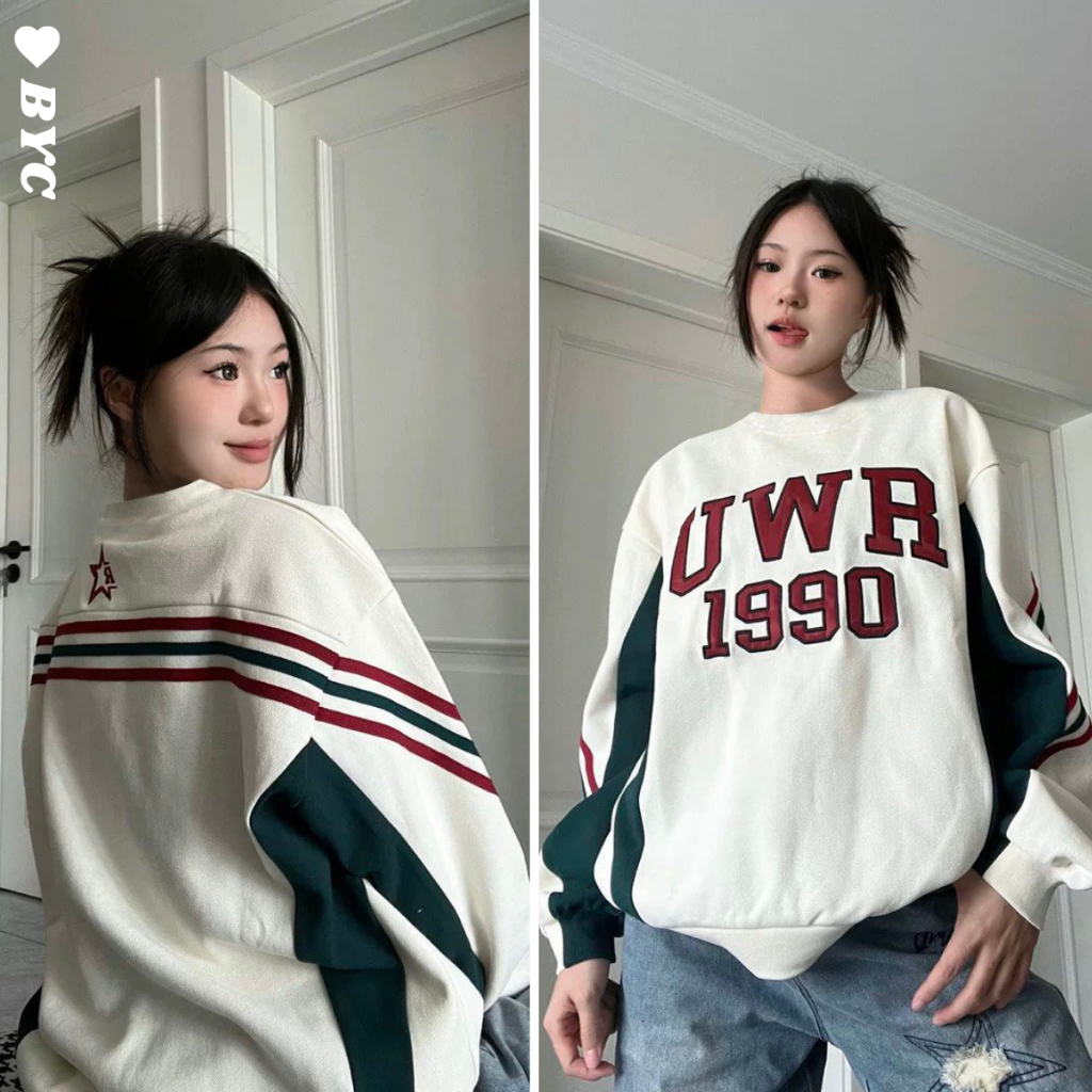 Áo Sweater Phối Sọc, Áo Sweatshirts Striped Retro Đường Phố Mùa Đông 𝘽𝙮𝘾𝙖𝙢𝙘𝙖𝙢