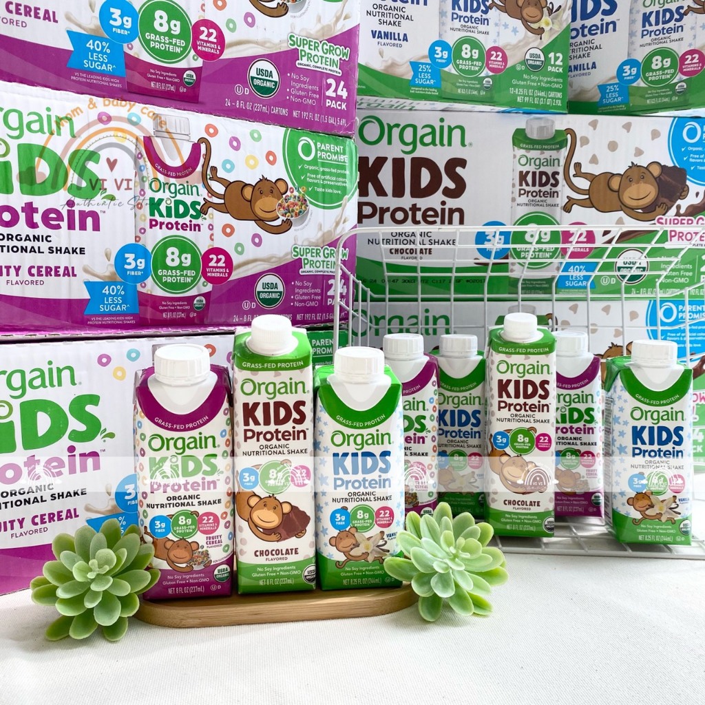 Sữa protein cho trẻ em orgain kids protein organic nutritional shake vanilla(1 hộp - 244ml) (bay air - đủ bill )