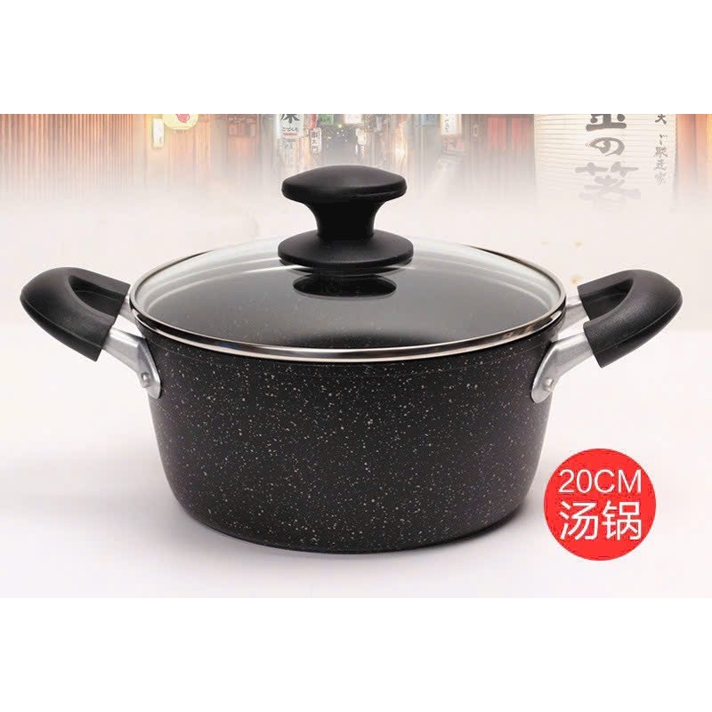 MẪU MỚI 2024- Nồi Nhật Chống Dính Vân Đá Đáy Từ  Size 20-22-24-28cm Đun Trên Mọi Loại Bếp, Có Quai Chống Nóng