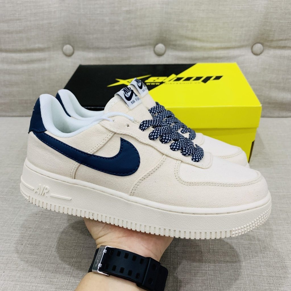 Giày AF_1 Canvas_Navy, Giày Sneaker Air_Force 1 Vải Hàng Cao Cấp Full Box + Bill dễ phối đồi