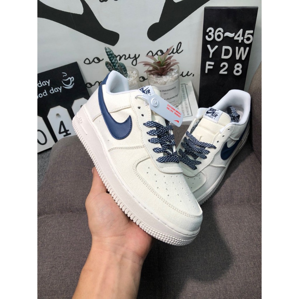 Giày AF_1 Canvas_Navy, Giày Sneaker Air_Force 1 Vải Hàng Cao Cấp Full Box + Bill dễ phối đồi