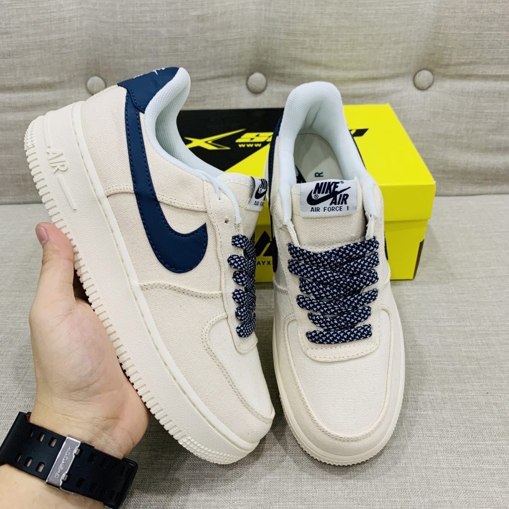 Giày AF_1 Canvas_Navy, Giày Sneaker Air_Force 1 Vải Hàng Cao Cấp Full Box + Bill dễ phối đồi