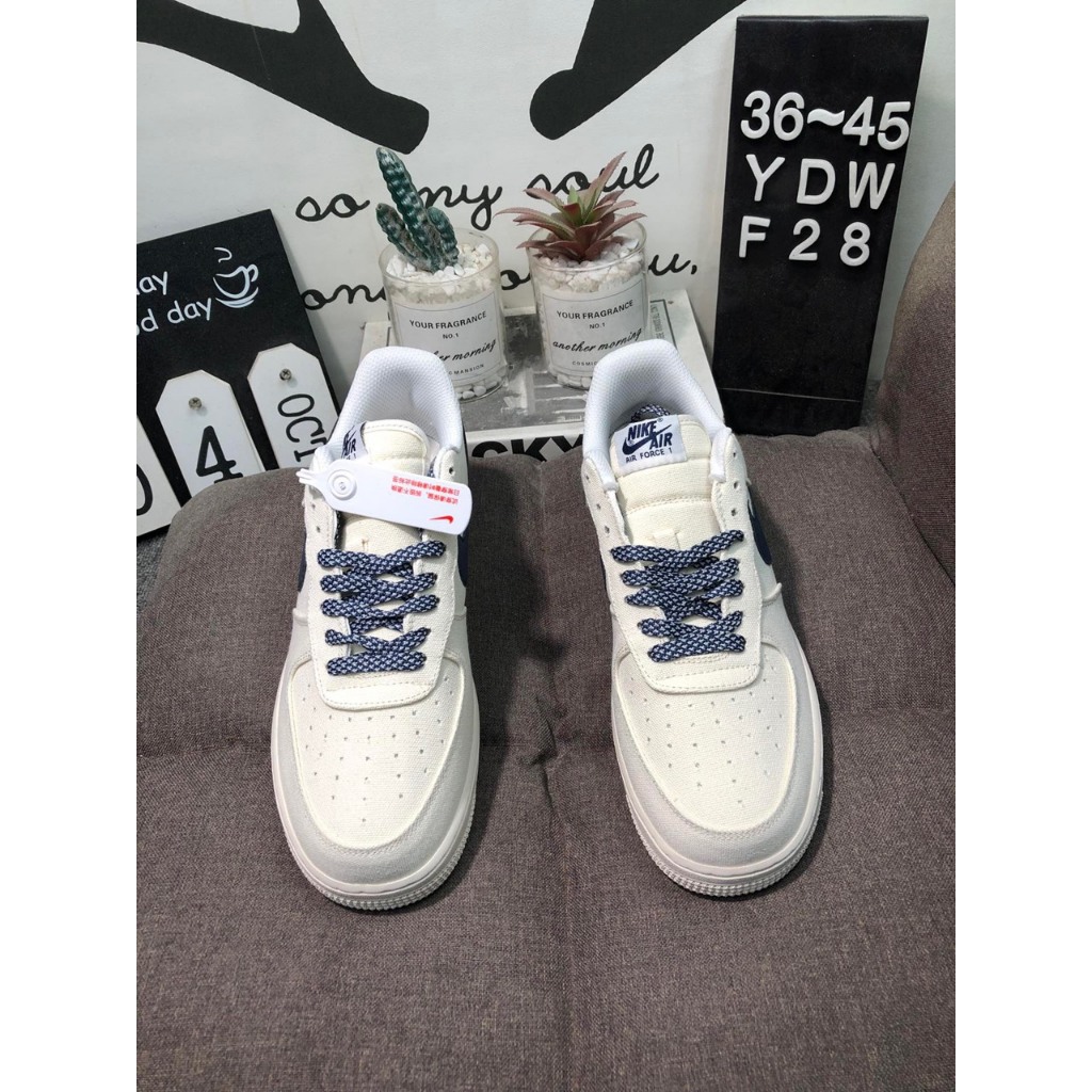 Giày AF_1 Canvas_Navy, Giày Sneaker Air_Force 1 Vải Hàng Cao Cấp Full Box + Bill dễ phối đồi