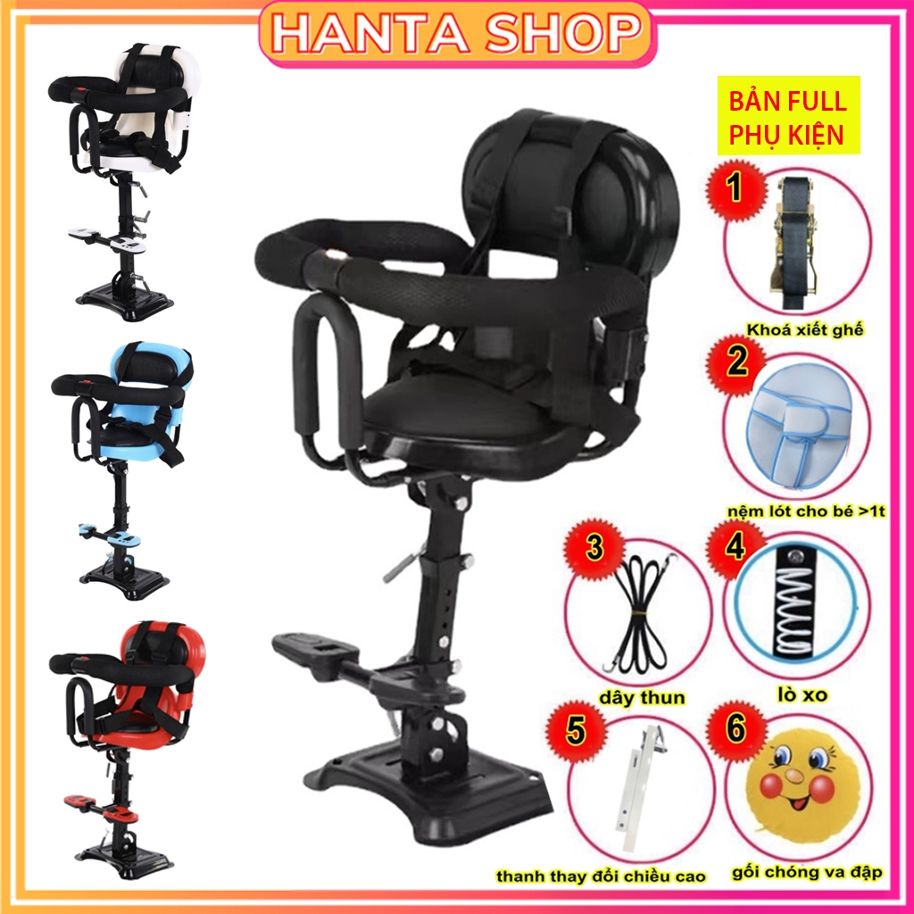 ( BẢN FULL PHỤ KIỆN ) Ghế ngồi xe máy cho bé -  ghế ngồi xe điện em bé có lò xo giảm xóc
