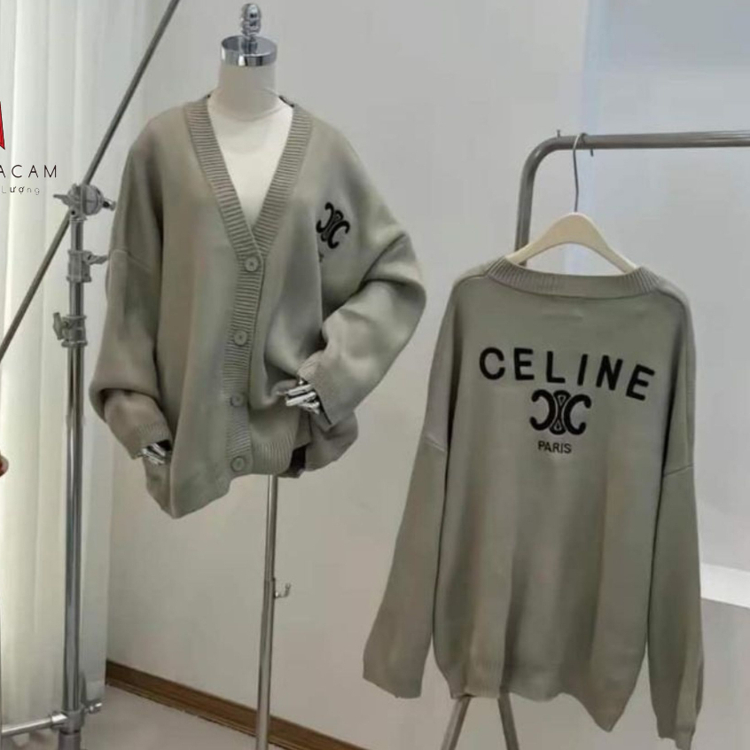 Áo cardigan Len CELINE Paris hàng QC cao cấp form rộng tay bồng cực xinh Siêu hot trend 2023