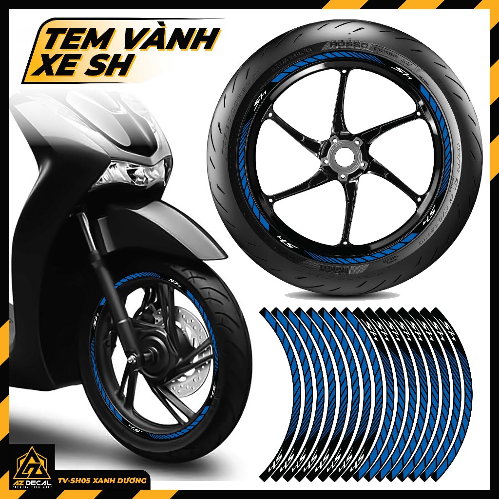 Tem Vành Phản Quang Dán Xe SH | TV-SH05 | Decal Vành Mâm SH 150i 125i 350i 2022 2023 2021 2020 2019 2017Chống Xước
