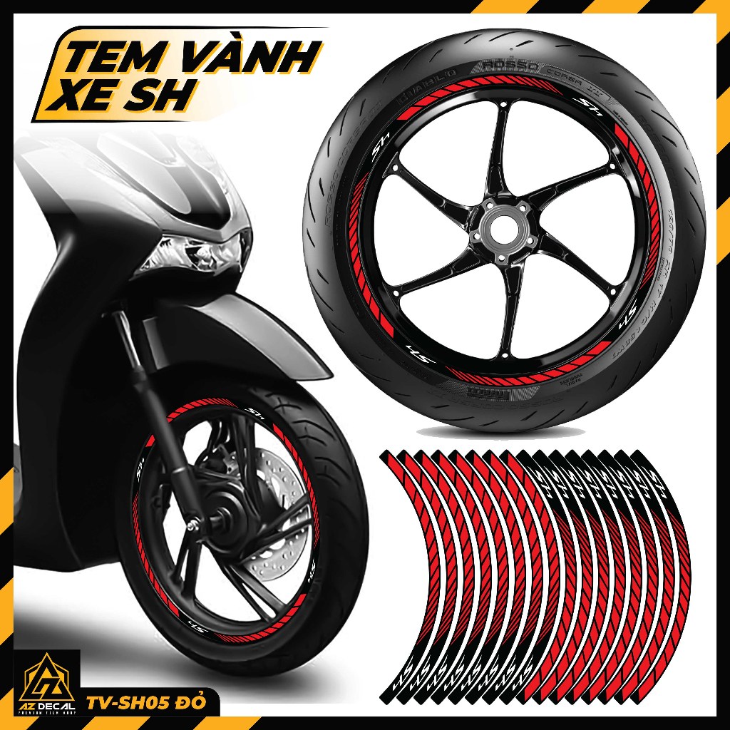 Tem Vành Phản Quang Dán Xe SH | TV-SH05 | Decal Vành Mâm SH 150i 125i 350i 2022 2023 2021 2020 2019 2017Chống Xước