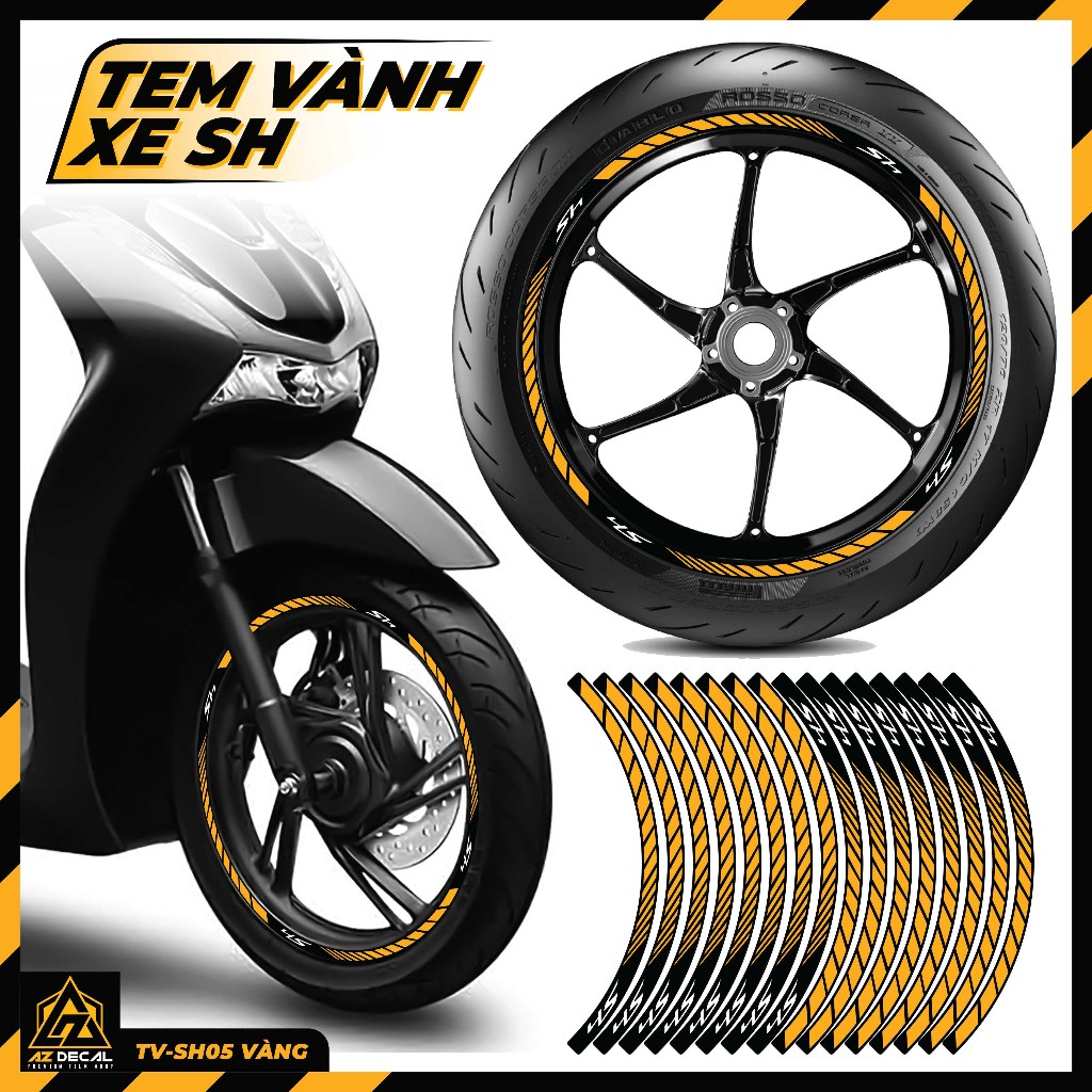 Tem Vành Phản Quang Dán Xe SH | TV-SH05 | Decal Vành Mâm SH 150i 125i 350i 2022 2023 2021 2020 2019 2017Chống Xước