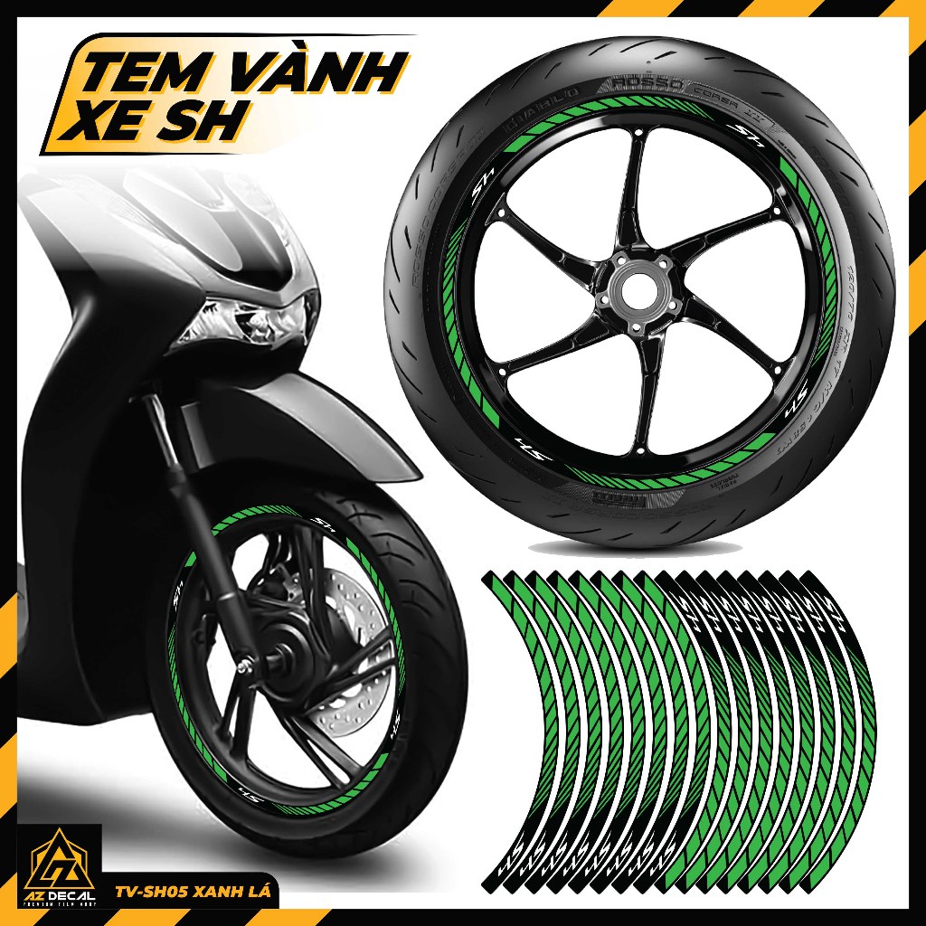 Tem Vành Phản Quang Dán Xe SH | TV-SH05 | Decal Vành Mâm SH 150i 125i 350i 2022 2023 2021 2020 2019 2017Chống Xước