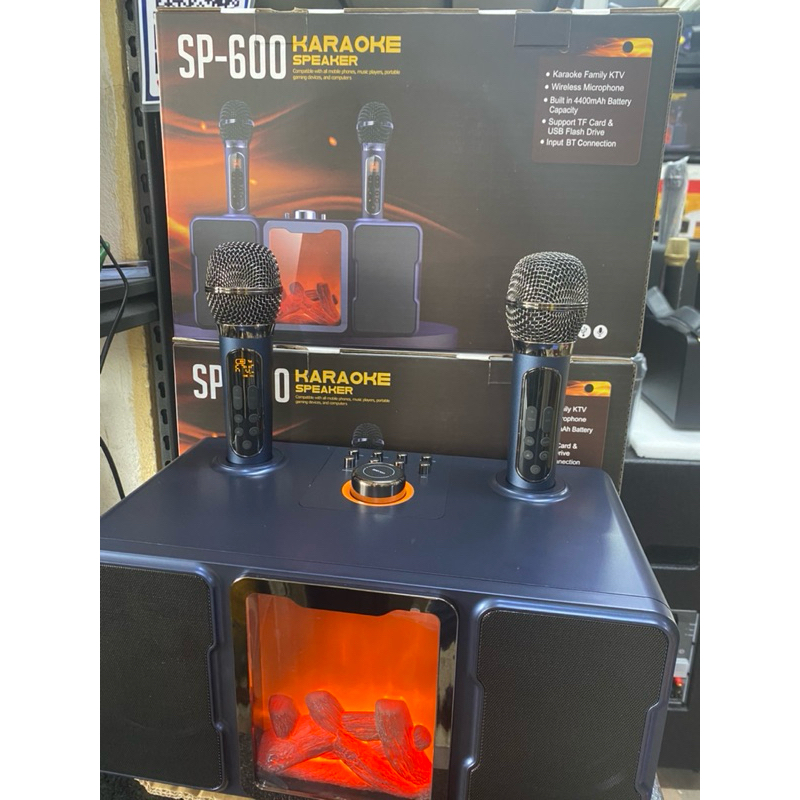 LOA HÁT KARAOKE SP-600 BLUETOOTH KÈM 2MIC KHÔNG DÂY