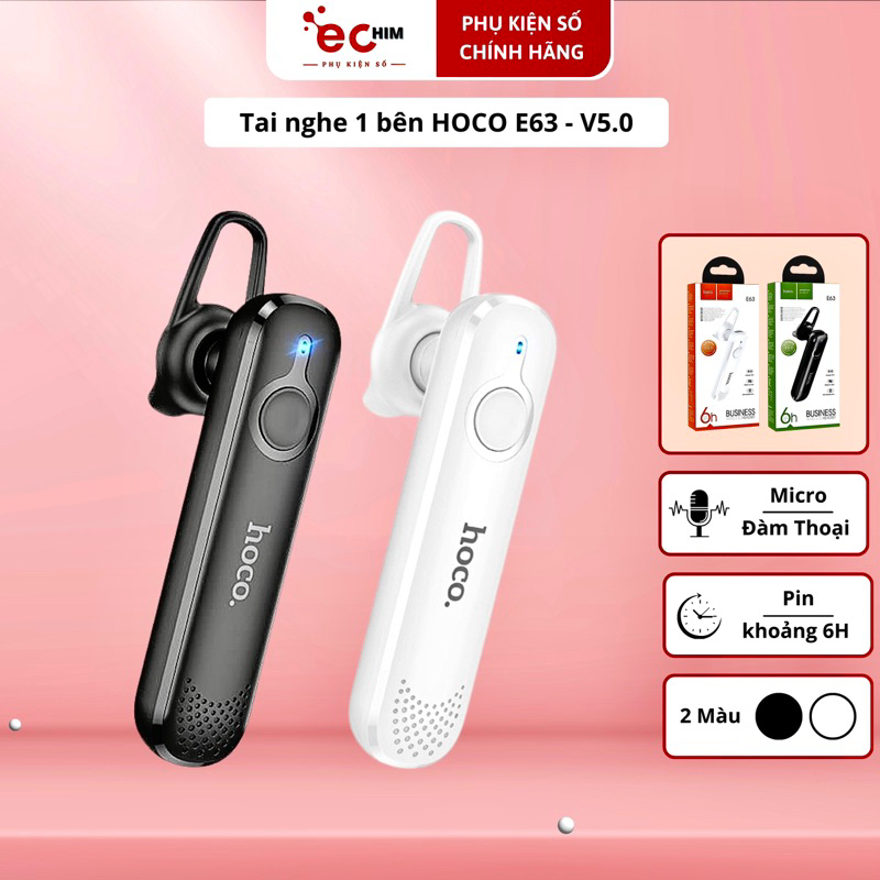 Tai nghe bluetooth 1 bên mini HOCO E63 - V5.0 chính hãng, pin 6H có micro tích hợp.