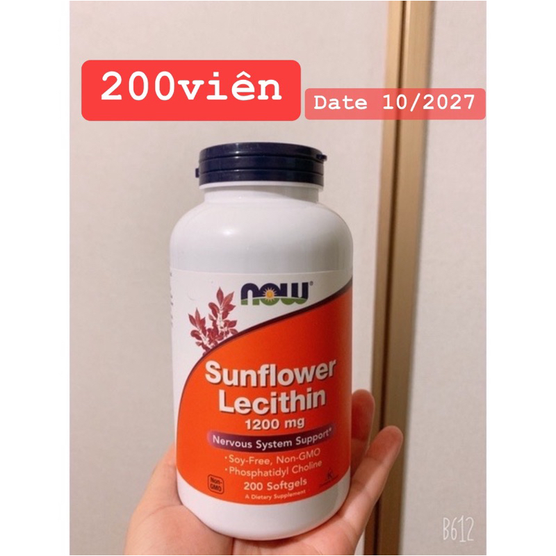 Viên chống tắc tia Sunflower Lecithin Now 1200mg 100viên- 200viên Now Mỹ