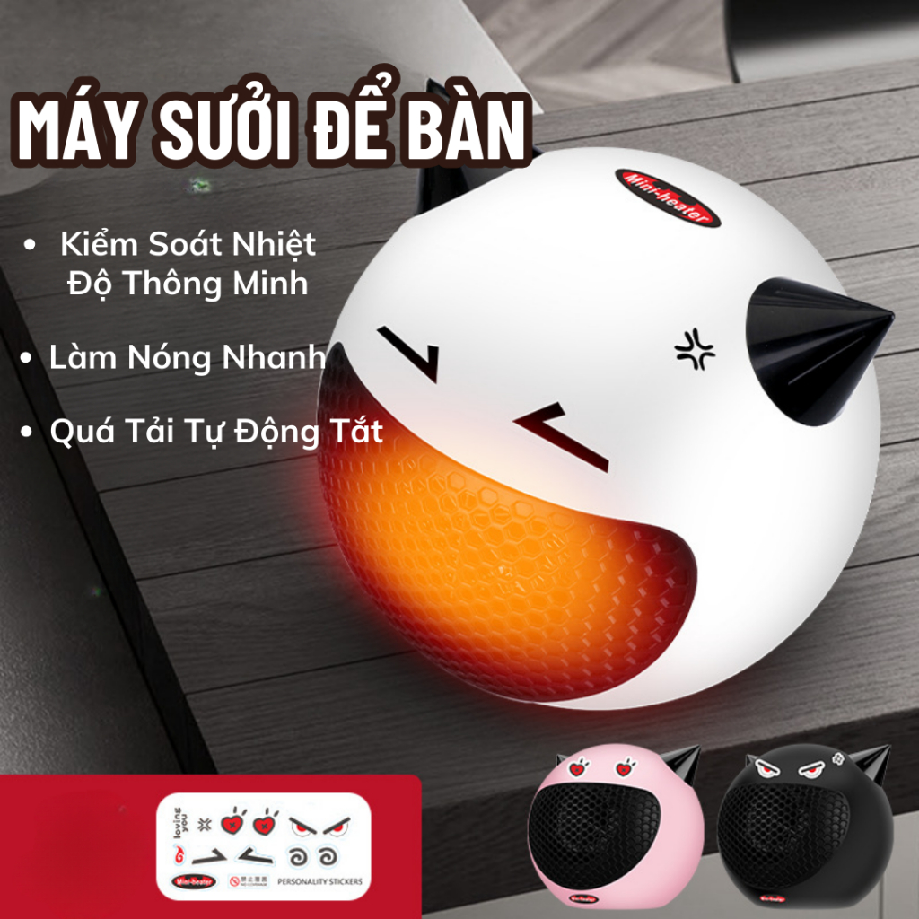 Máy Sưởi Ấm Mini Để Bàn, Máy Sưởi Hình Thú Siêu Cute Tiết Kiệm Điện Công Suất 350W, Thích Hợp Trong Phòng Ngủ Nhà Tắm