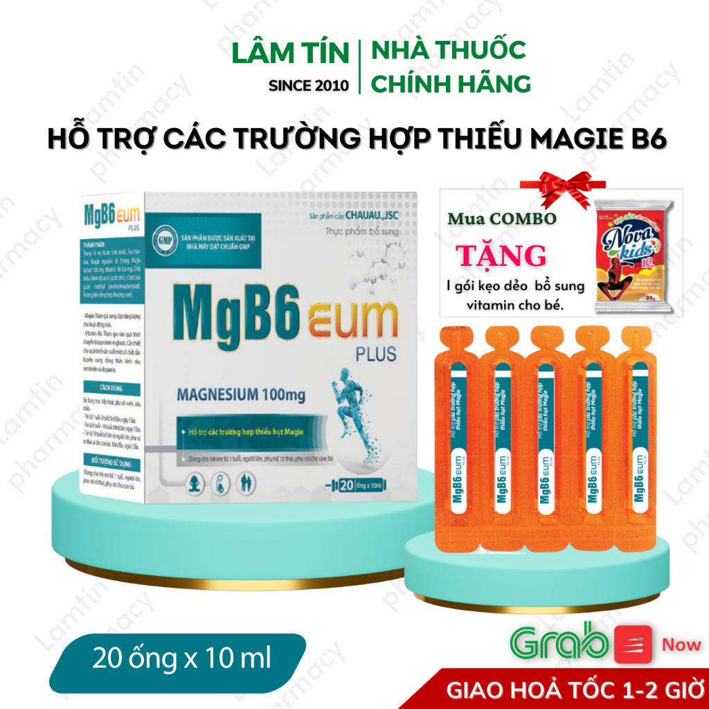 ✅ Magie B6 EUM bổ sung magine giảm trằn trọc quấy đêm tăng cường sức khỏe cho bé ống uống Hộp 20 ống