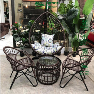 Bộ Bàn Ghế Putin Đuôi Công Healhome Sân vườn Song Mây Chất Liệu Nhựa Giả Mây Cao Cấp Và Khung Thép hà nội