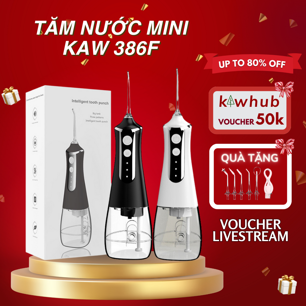 Máy Tăm Nước Cầm Tay Mini KAW 386F/386I Nhỏ Gọn, Tiện Dụng, Vệ Sinh Răng Miệng Hàng Chính Hãng